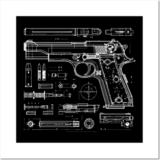 gun blueprint Posters and Art